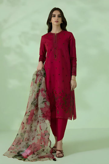 BLOOMSATTIRE- 3PC DHANAK EMBROIDERED BA-W50