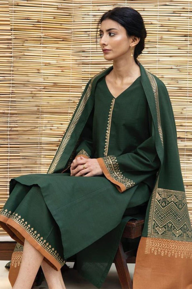 ZARPASH - 3PC DHANAK EMBROIDERED BA-W15