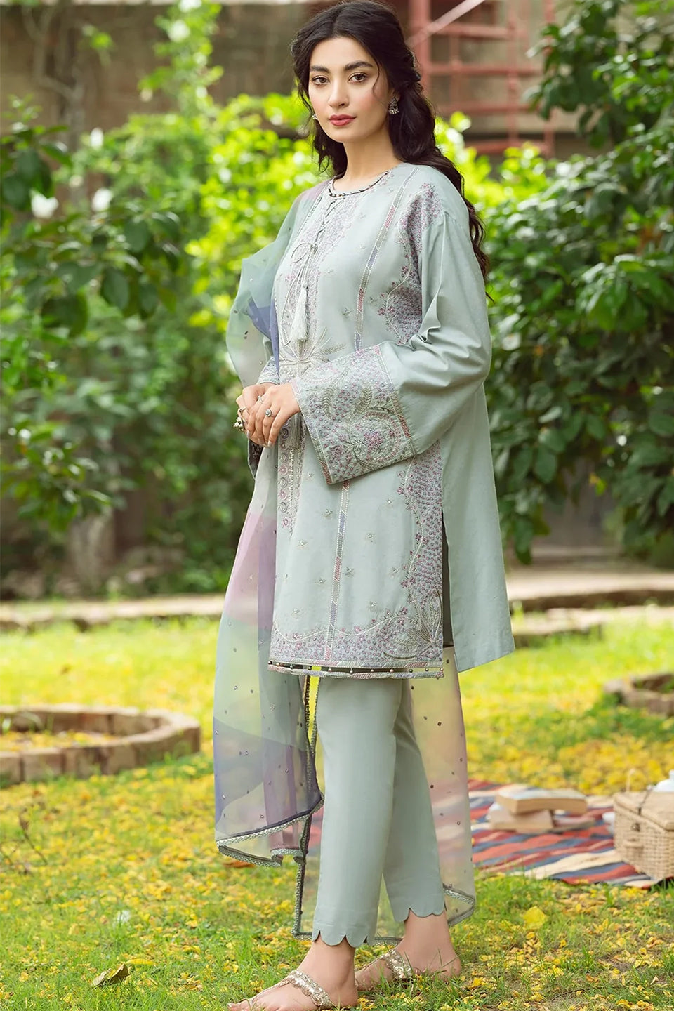 JAZMIN - 3PC DHANAK EMBROIDERED BA-W88