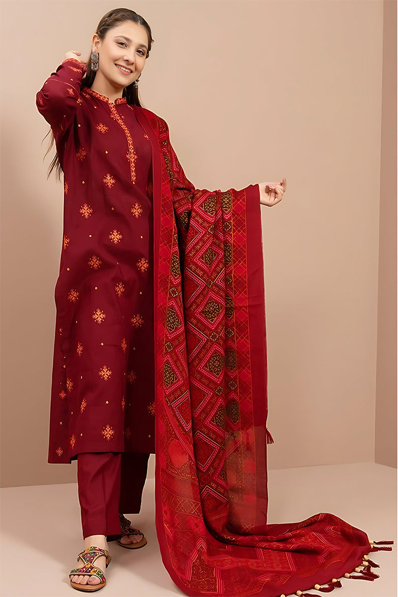 BLOOMSATTIRE- 3PC DHANAK EMBROIDERED BA-W68