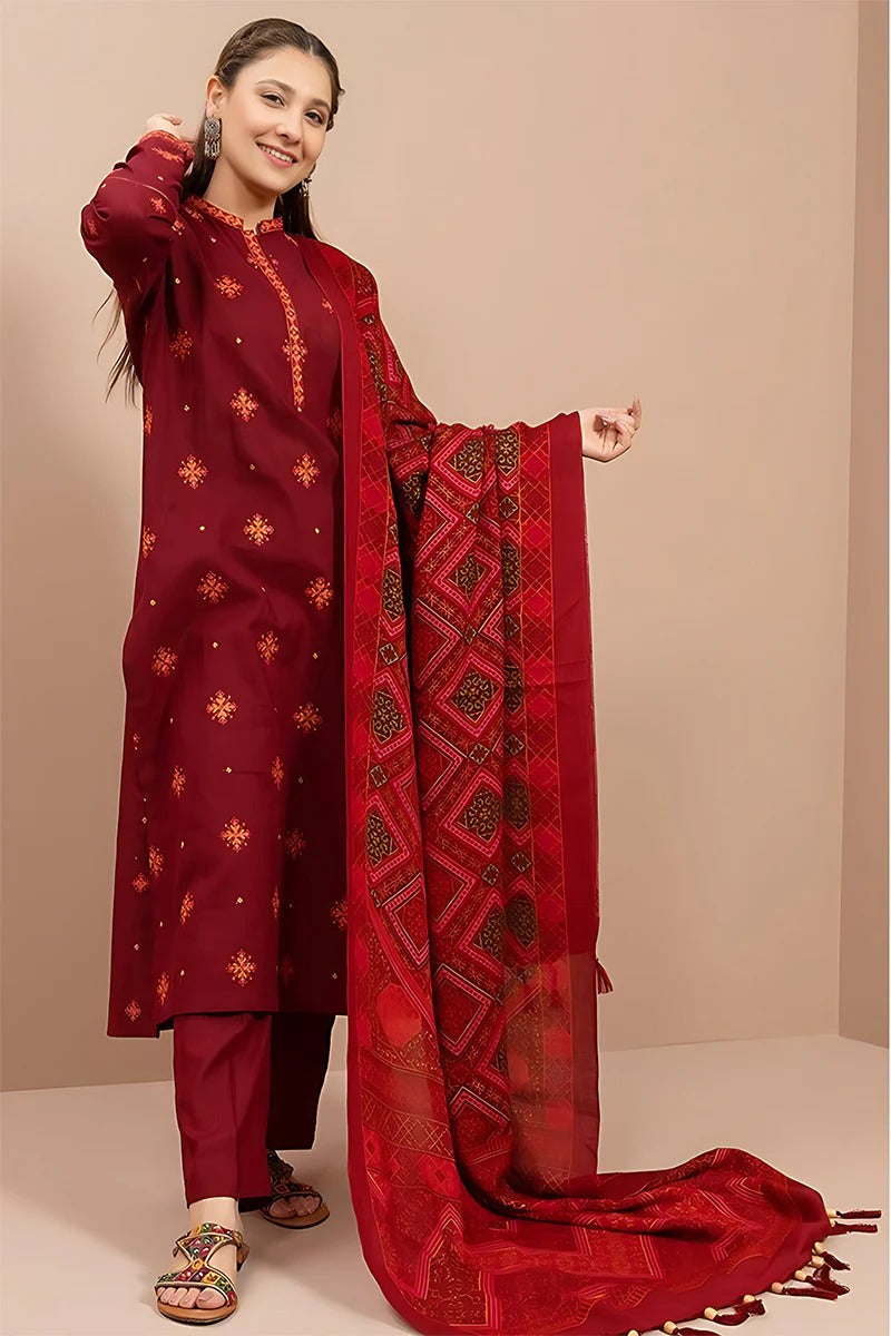 KAYSERIA - 3PC DHANAK EMBROIDERED BA-W68