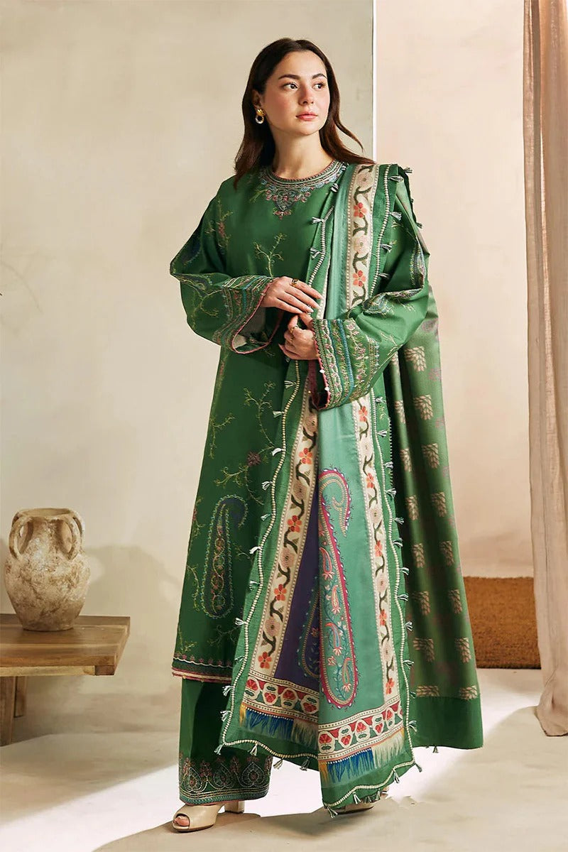 ZARA SHAH JAHAN - 3PC DHANAK EMBROIDERED BA-W81G