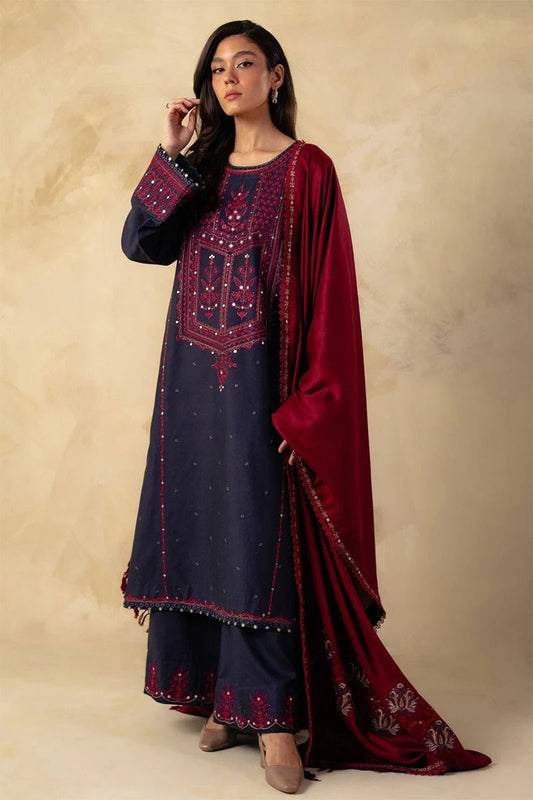 ZARA SHAH JAHAN - 3PC DHANAK EMBROIDERED BA-W80B